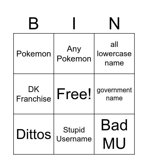 SMASH BINGO Card