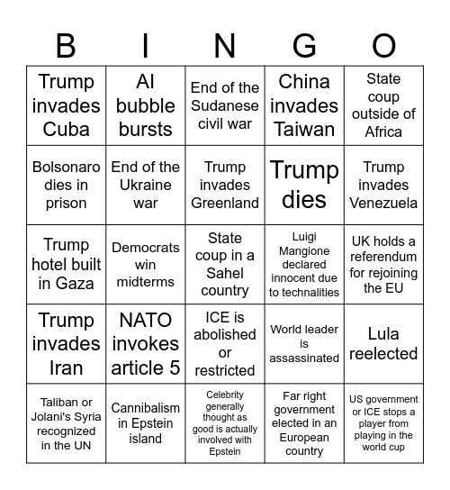 BMC 2026 World Bingo Card