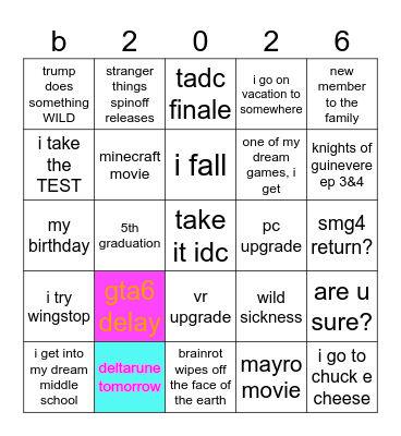 bingo 2026 Bingo Card