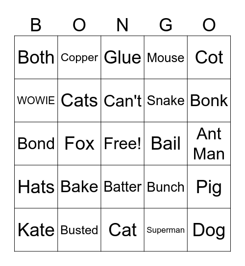 Here's a Bongo Bingo Card