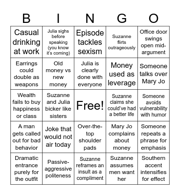 Designing Women Bingo Card