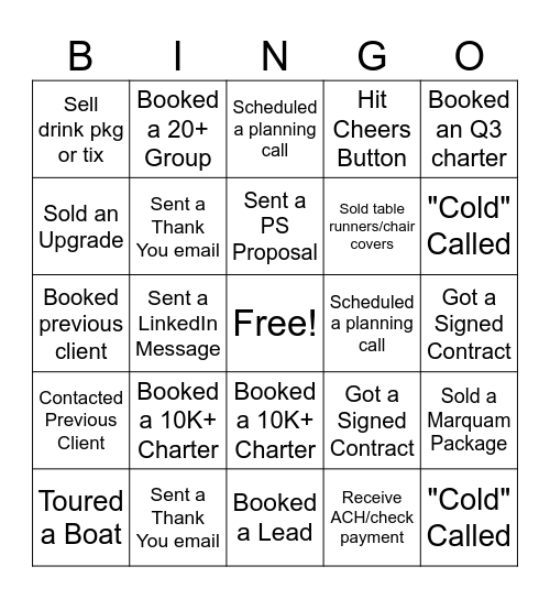 SALES BINGO Card