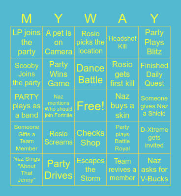 MyWay Fortnite Bingo Card