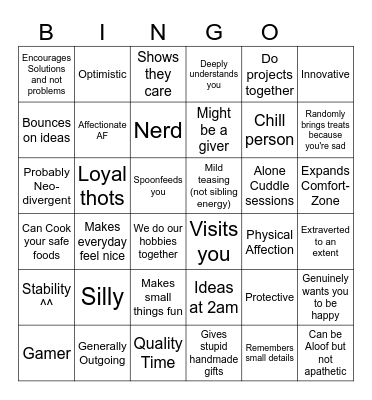 ENTP 7w6 Bingo Card