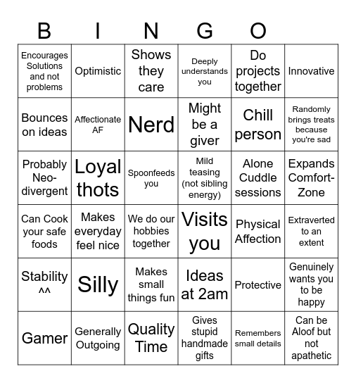 ENTP 7w6 Bingo Card