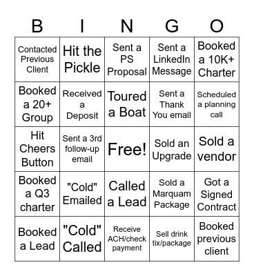 Sales Bingo Card