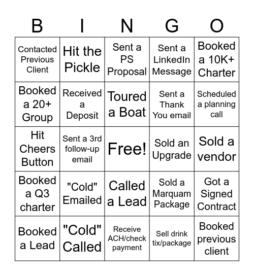 Sales Bingo Card