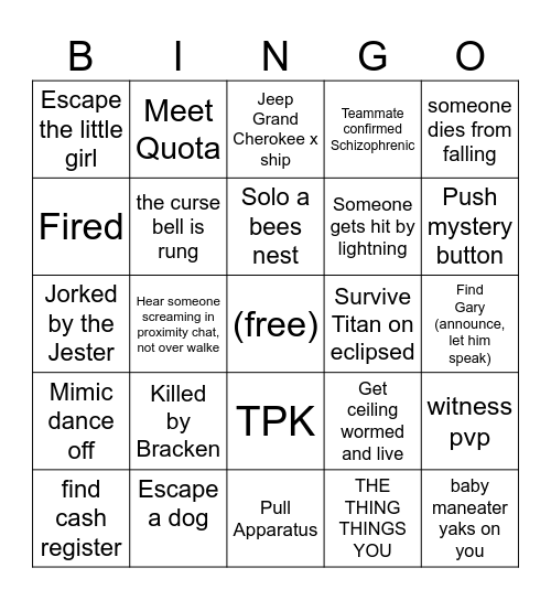 lethal girls night Bingo Card