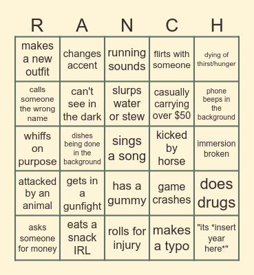 detoria_ Roleplay Bingo Card