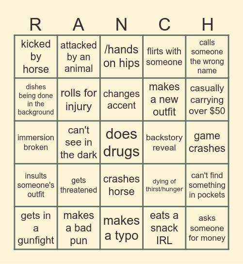 detoria_ Roleplay Bingo Card