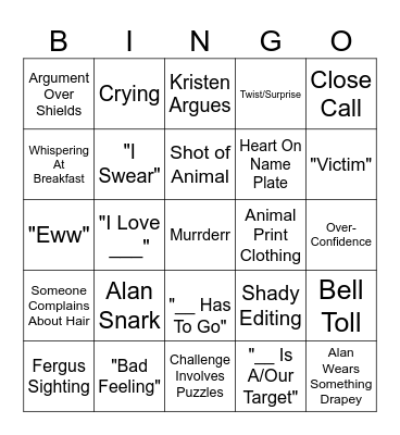 Traitors Episode....4/5 Bingo Card