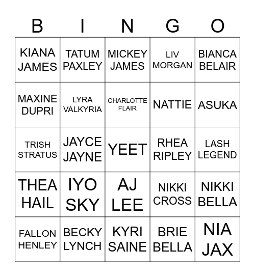WOMEN'S ROYAL RUMBLE Bingo Card