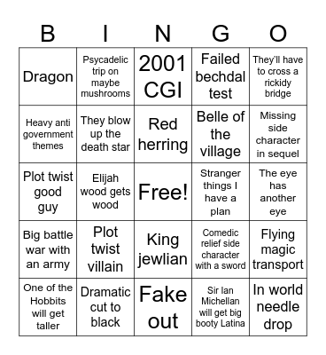 LOTR Bingo Card