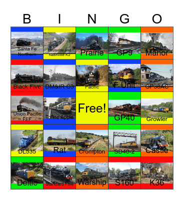 Railroads that I would like to work before Shelia's Retirement one day Bingo Card