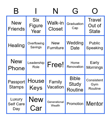 Dream It. See It. Do it. 2026 Bingo Card