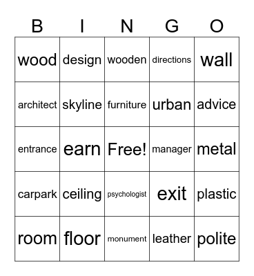 English is fun Bingo Card