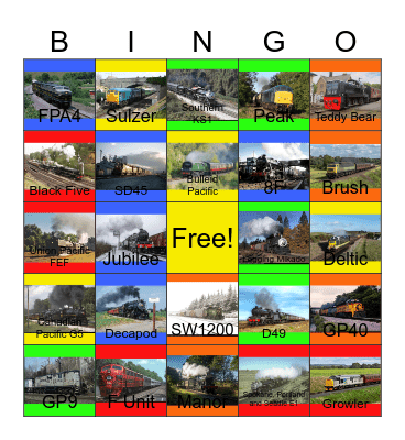 Railroads that I would like to work before Tony's retirement one day Bingo Card