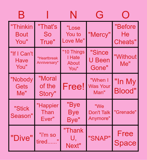 Trouble With Cupid Bingo Card