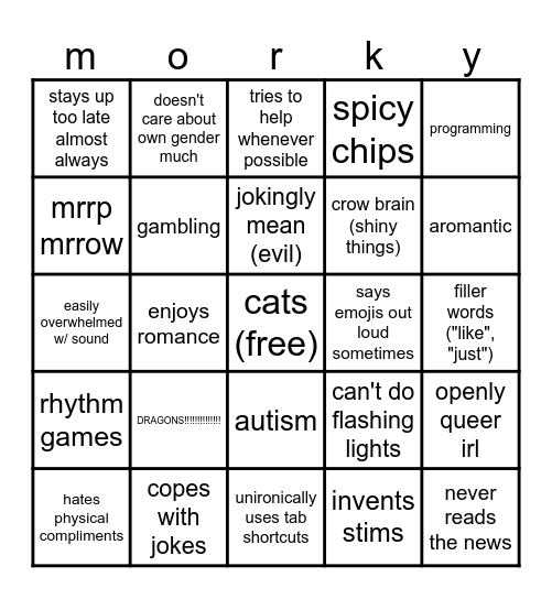 morky bingo Card