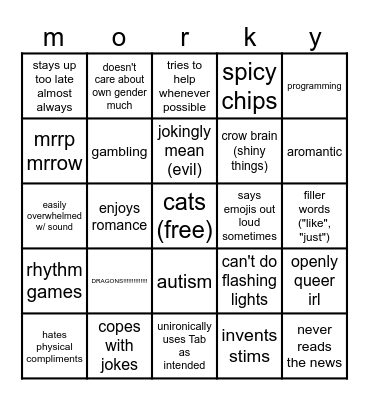 morky bingo Card