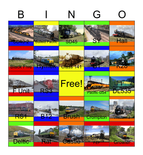 Railroads that I would like to work before Richie's Retirement one day Bingo Card