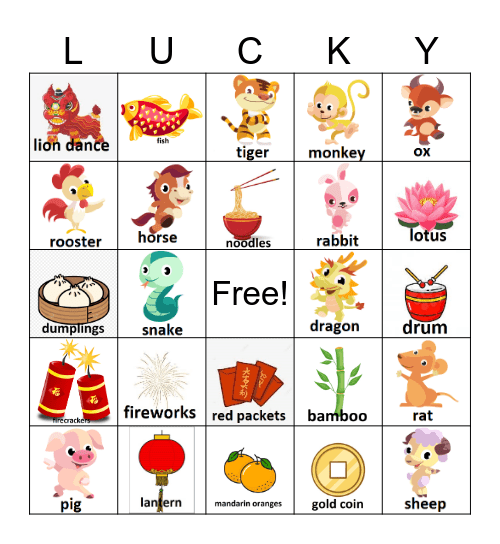 Lunar New Year Bingo Card