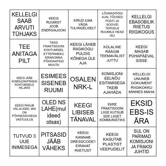 NRK BINGO Card