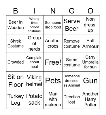 Renfaire Bingo Card