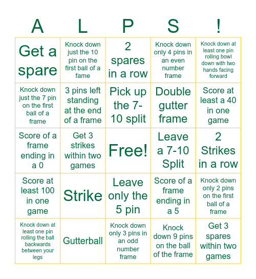 40th Anniversary Venturing Rock & Bowl Bingo Card