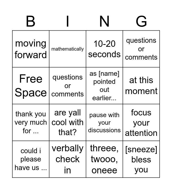 ms b bingo Card