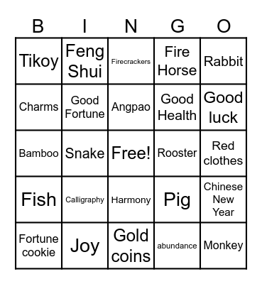 CHINESE NEW YEAR Bingo Card