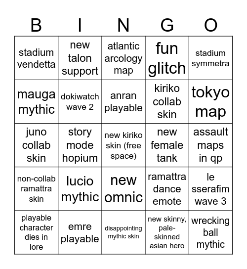 overwatch 2026 Bingo Card