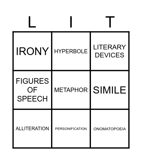 BINGO - LIT Bingo Card
