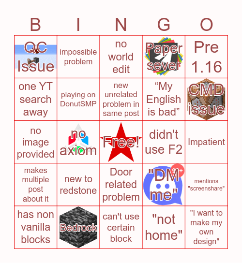Redstone-Help BINGO Card