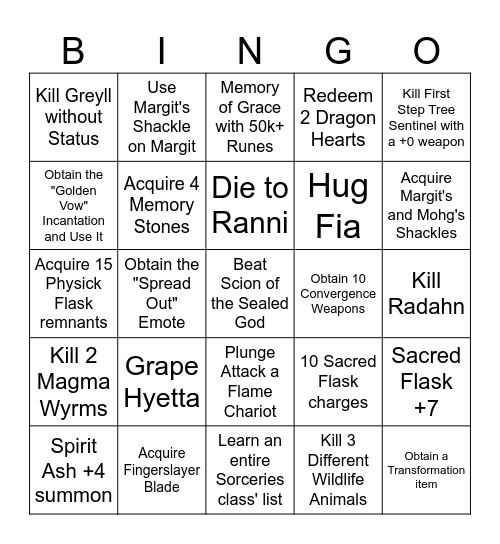 Elden Ring Convergence Bingo Card