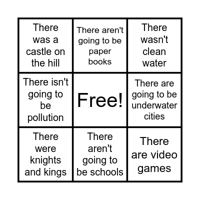 Past, present or future? Bingo Card