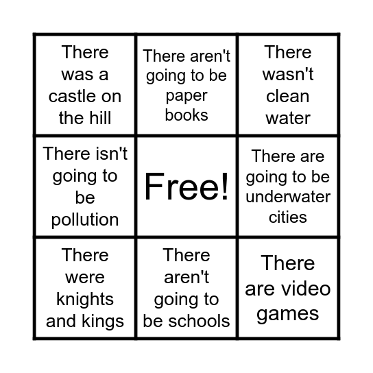 Past, present or future? Bingo Card