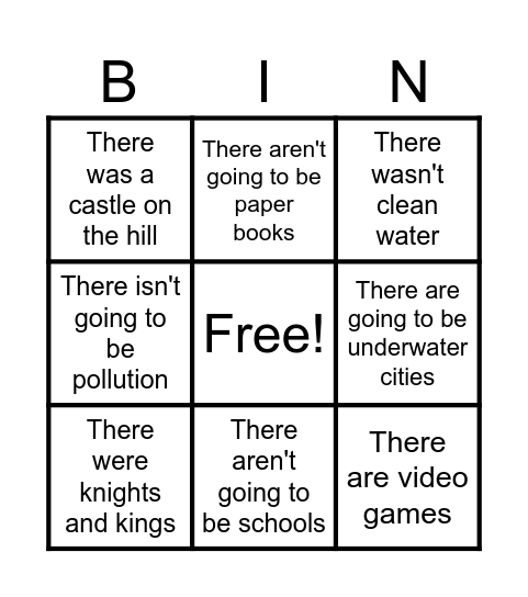Past, present or future? Bingo Card