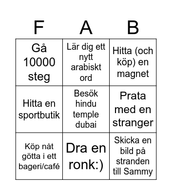 Jebel ali baby Bingo Card