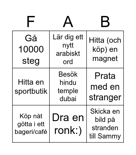 Jebel ali baby Bingo Card