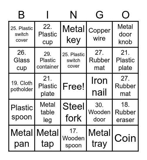 Untitled BingoBingo Game: Conductors and Non-Conductors Bingo Card