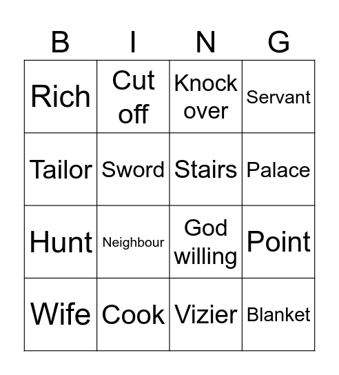 Sheherazade Bingo Card