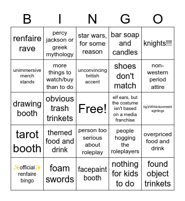 2026 renfaire sg predictions Bingo Card