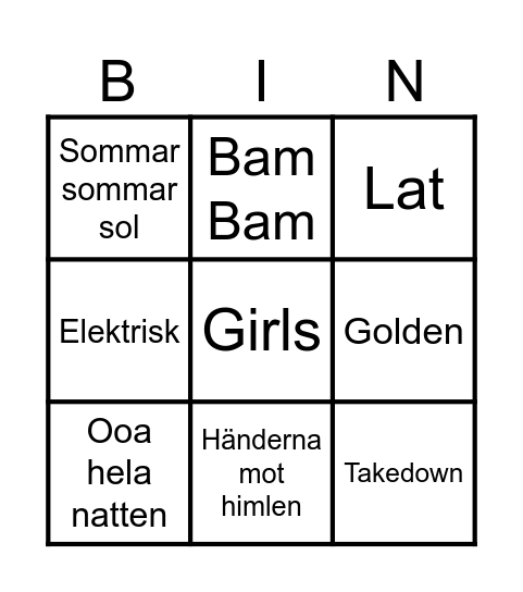 Musikbingo Card