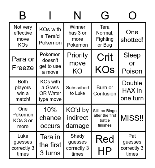 Then we fight bingo Luke Higher or Lower Bingo Card