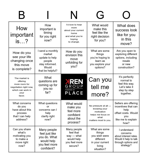 Making Conversations Count Bingo Card