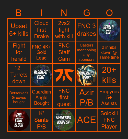 FNC vs Shifters (WS 26) Bingo Card