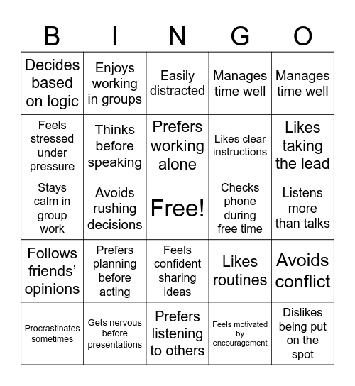 PSYCHOLOGIST BINGO Card