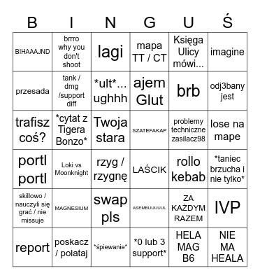 Marvel bingo PL bam_livetv Bingo Card