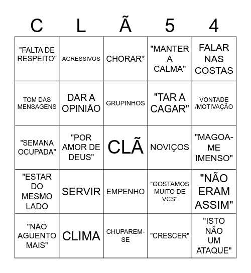 CLÃ MERDOSO Bingo Card
